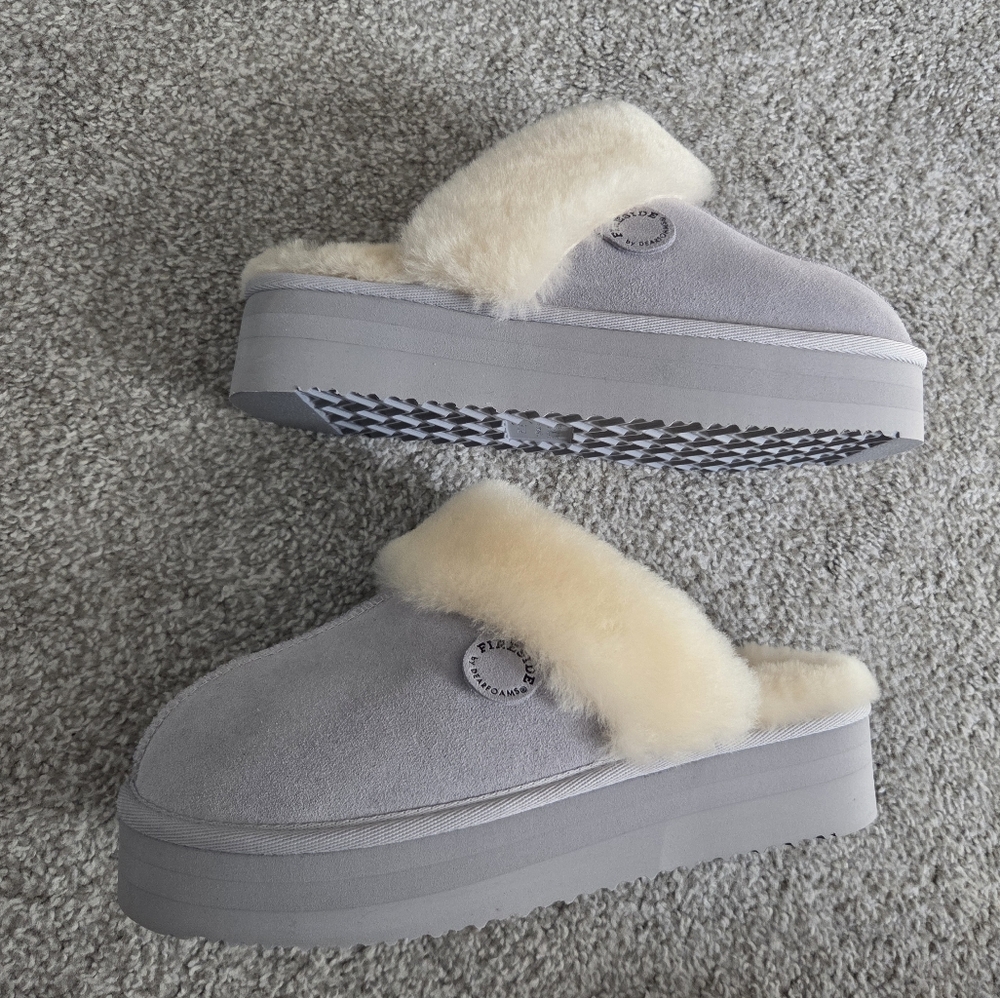 Fireside by Dearfoams Melton Shearling/Suede Platform Slippers